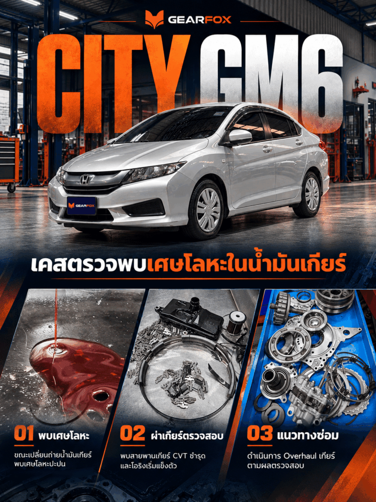 Honda City GM6 เจอเศษเหล็ก ตอนเปลี่ยนถ่ายน้ำมันเกียร์