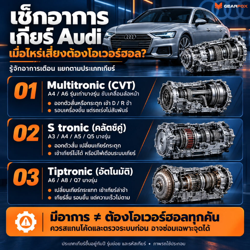 เมื่อไหร่เสี่ยงที่จะต้องโอเวอร์ฮอลเกียร์? Audi