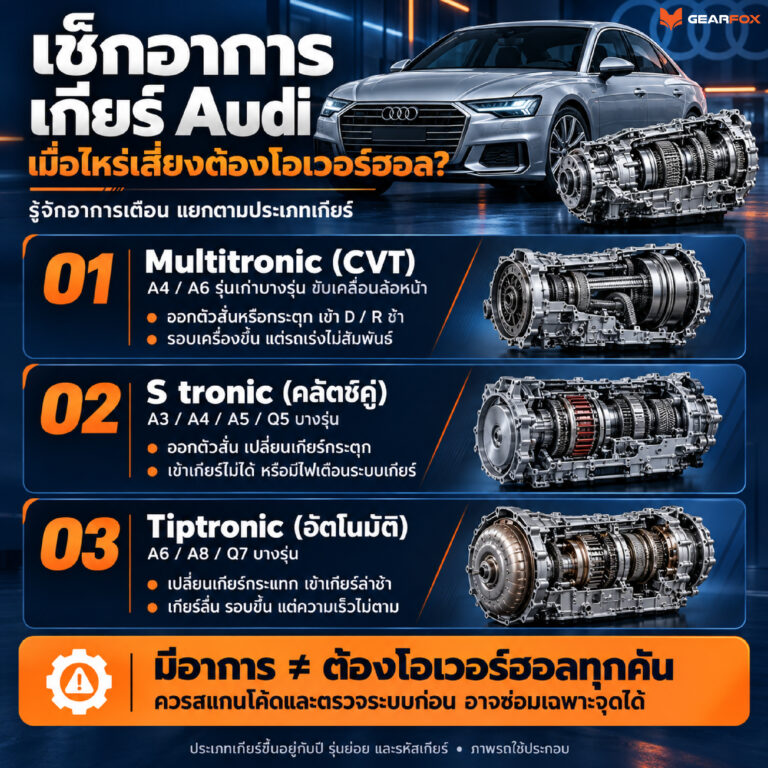 เมื่อไหร่เสี่ยงที่จะต้องโอเวอร์ฮอลเกียร์? Audi